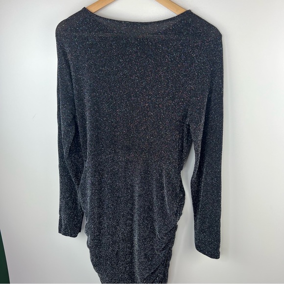 LEITH Shimmer Ruched Mini Dress in Black Multi - Picture 5 of 12